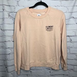 Element peach pull over sweatshirt with black writing size small